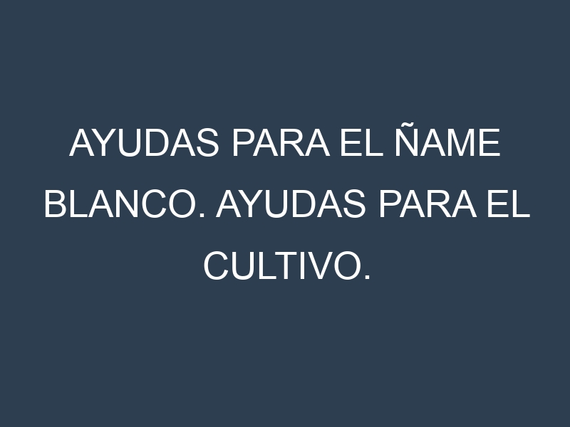 Ayudas para el Ñame blanco. Ayudas para el cultivo. Subvenciones.