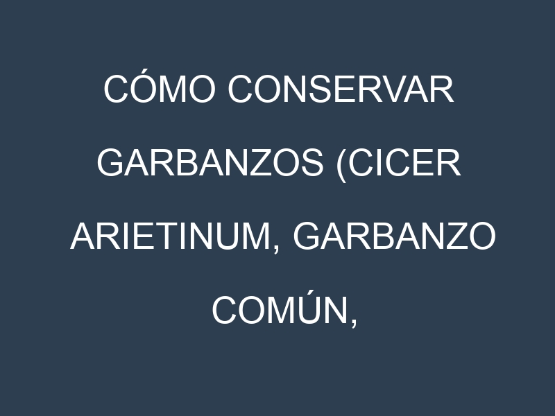 Cómo conservar Garbanzos (Cicer arietinum, Garbanzo común, Garbanzo de oído).