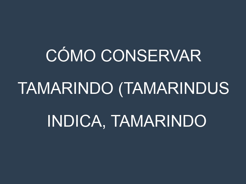 Cómo conservar Tamarindo (Tamarindus indica, Tamarindo dulce, Tamarindo ácido).
