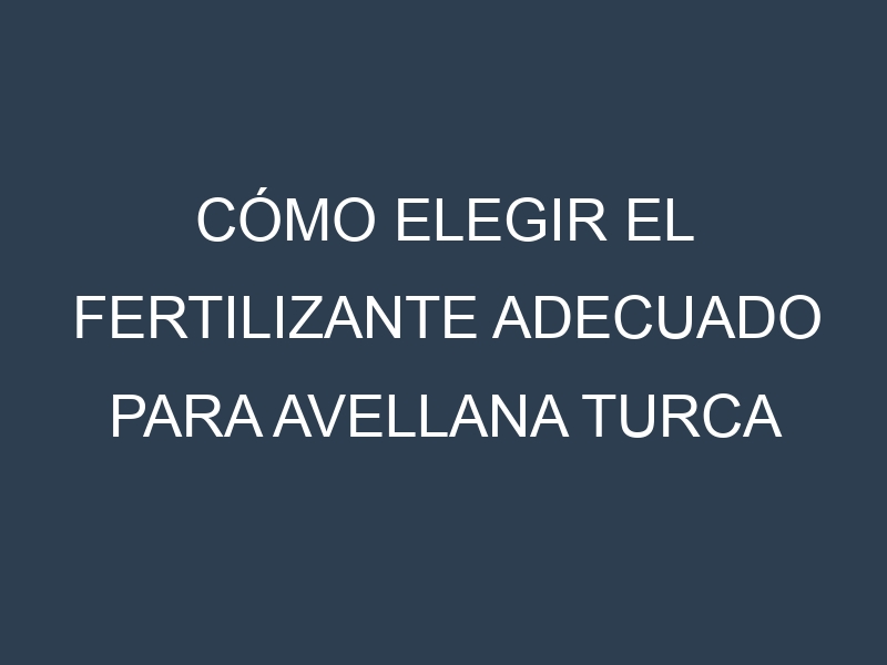 Cómo Elegir el Fertilizante Adecuado para Avellana turca