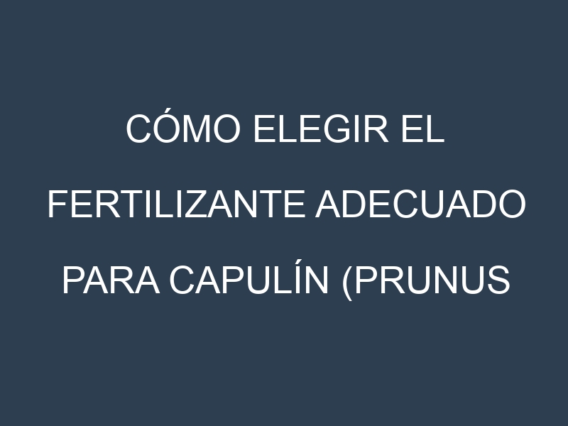 Cómo Elegir el Fertilizante Adecuado para Capulín (Prunus serotina, black cherry)