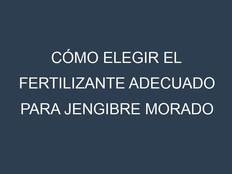 Cómo Elegir el Fertilizante Adecuado para Jengibre morado