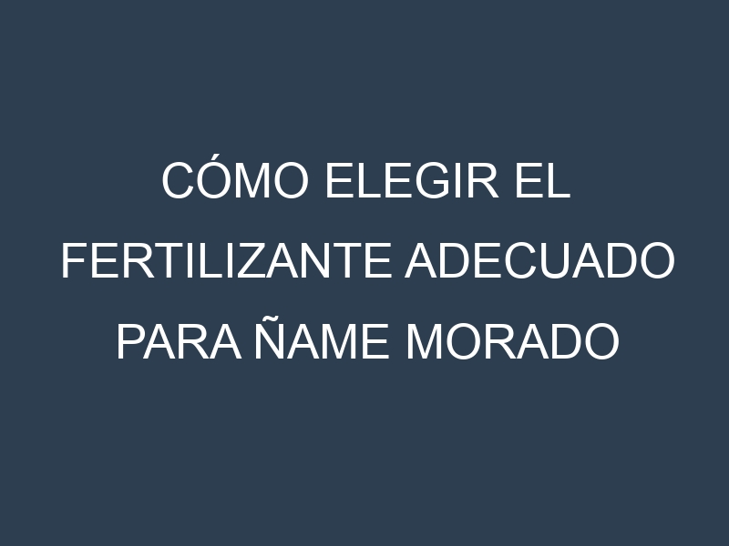 Cómo Elegir el Fertilizante Adecuado para Ñame morado