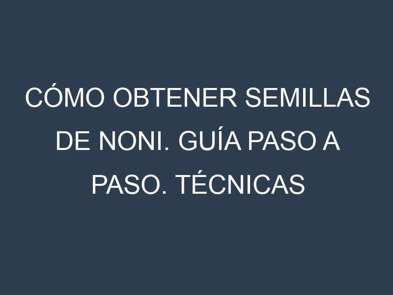 Cómo obtener semillas de Noni. Guía paso a paso. Técnicas sencillas. Conservación.