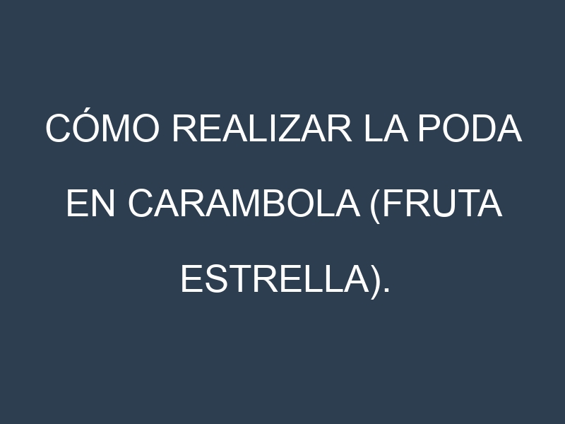 Cómo Realizar la Poda en Carambola (fruta estrella). Técnicas y Poda de formación.