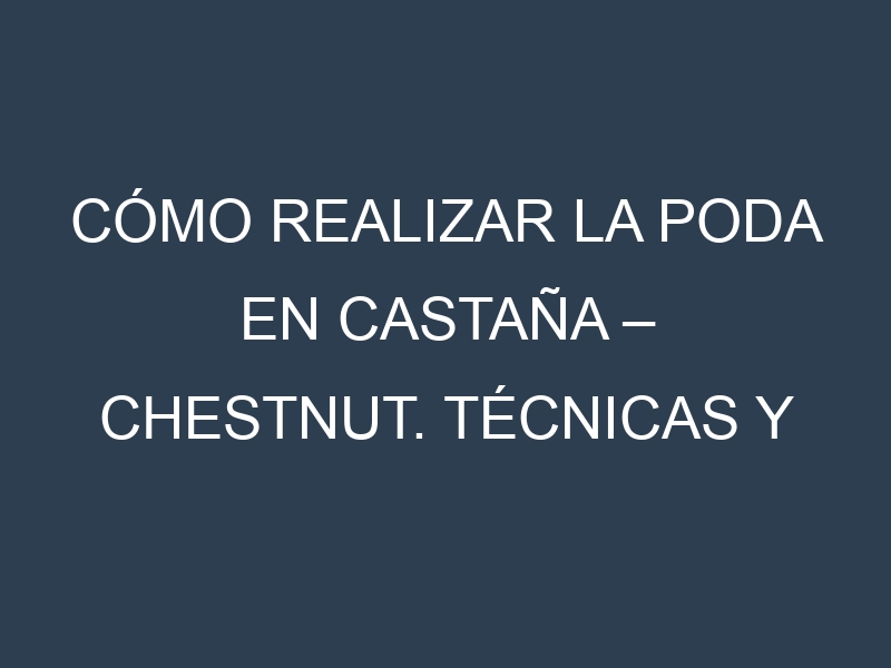 Cómo Realizar la Poda en Castaña – Chestnut. Técnicas y Poda de formación.