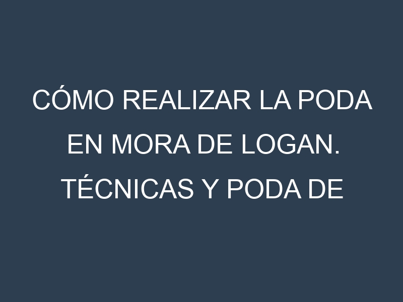 Cómo Realizar la Poda en Mora de Logan. Técnicas y Poda de formación.