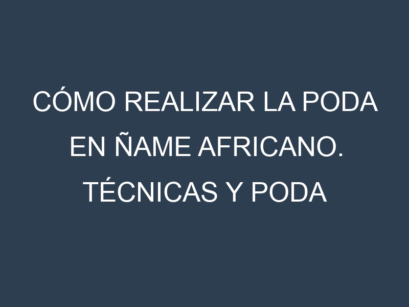 Cómo Realizar la Poda en Ñame africano. Técnicas y Poda de formación.