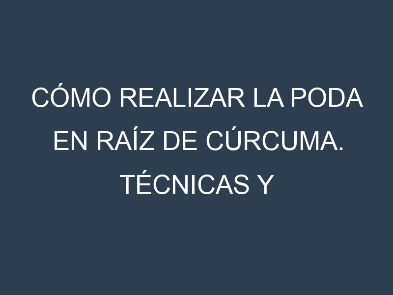 Cómo Realizar la Poda en Raíz de cúrcuma. Técnicas y Poda de formación.