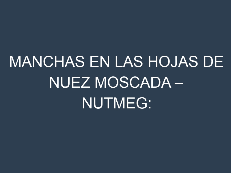 Manchas en las hojas de Nuez moscada – Nutmeg: Identificación, Causas y Estrategias de Control Efectivo
