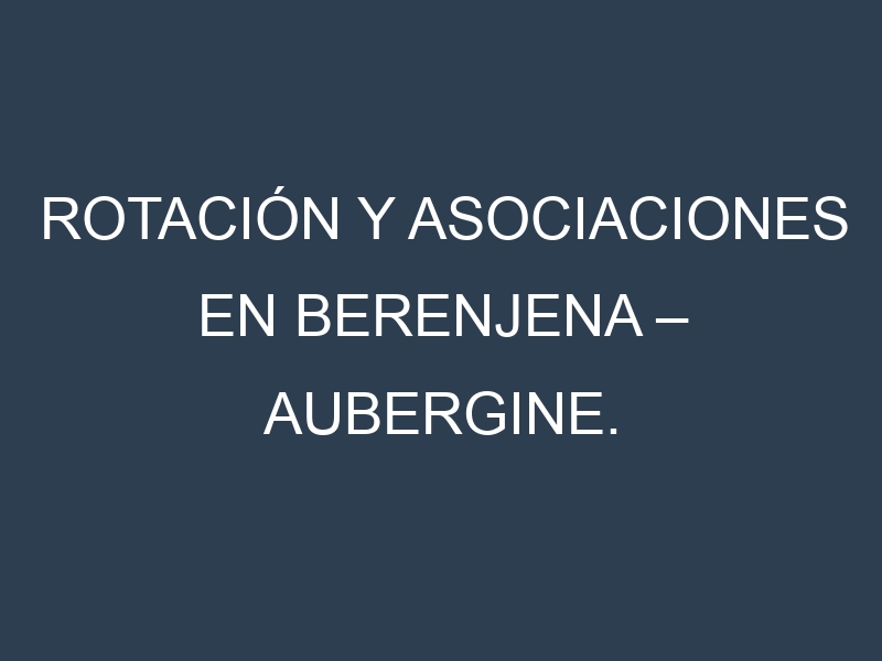 Rotación y Asociaciones en Berenjena – Aubergine. Estrategias de rotación y Beneficios de las asociaciones de cultivos.