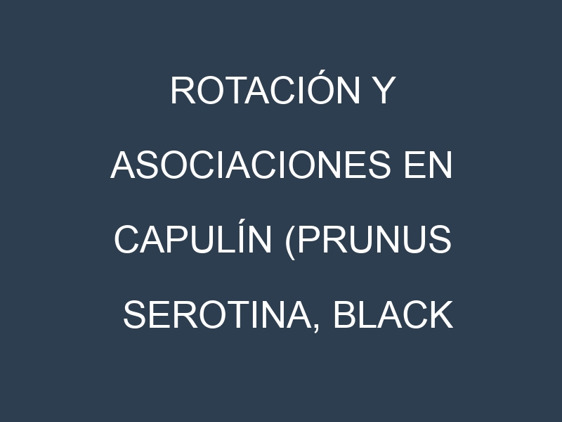 Rotación y Asociaciones en Capulín (Prunus serotina, black cherry). Estrategias de rotación y Beneficios de las asociaciones de cultivos.