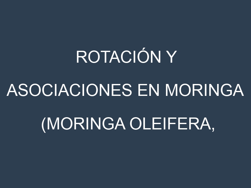 Rotación y Asociaciones en Moringa (Moringa oleifera, árbol de la vida). Estrategias de rotación y Beneficios de las asociaciones de cultivos.
