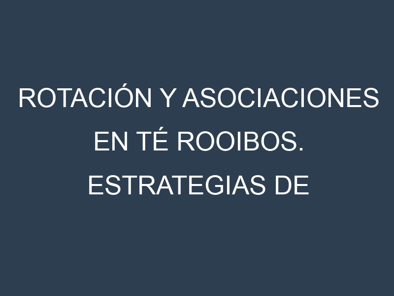 Rotación y Asociaciones en Té rooibos. Estrategias de rotación y Beneficios de las asociaciones de cultivos.