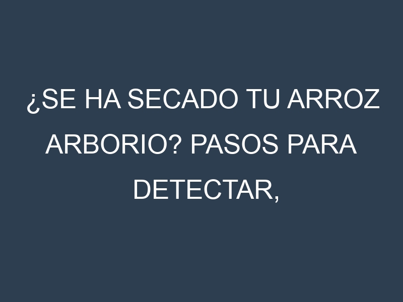 ¿Se ha secado tu Arroz arborio? Pasos para Detectar, Corregir y Prevenir.