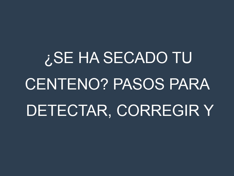 ¿Se ha secado tu Centeno? Pasos para Detectar, Corregir y Prevenir.