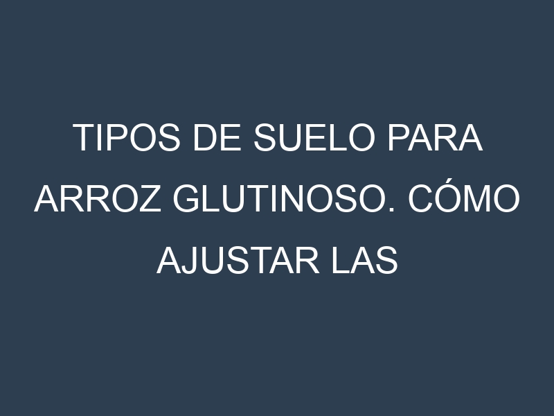Tipos de suelo para Arroz glutinoso. Cómo ajustar las condiciones del suelo.