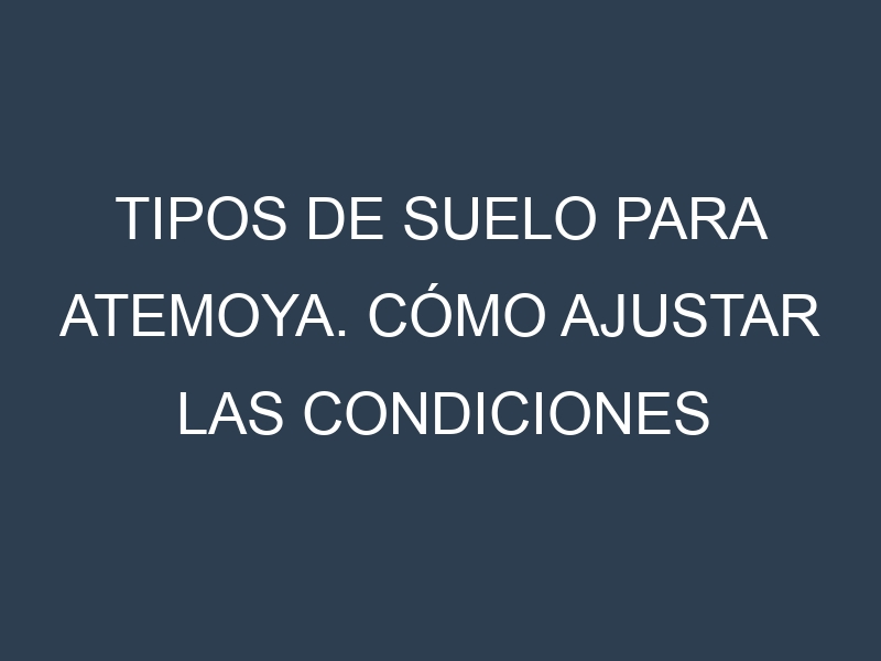 Tipos de suelo para Atemoya. Cómo ajustar las condiciones del suelo.