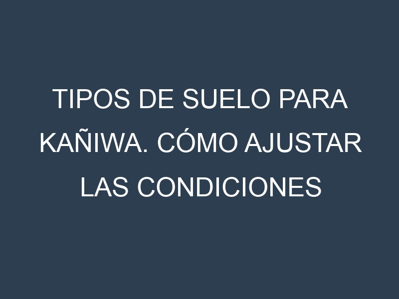 Tipos de suelo para Kañiwa. Cómo ajustar las condiciones del suelo.