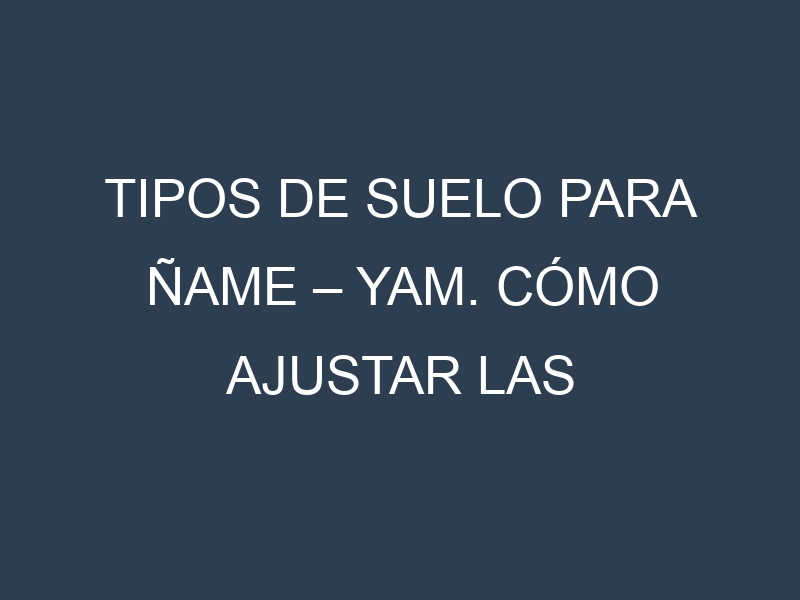 Tipos de suelo para Ñame – Yam. Cómo ajustar las condiciones del suelo.