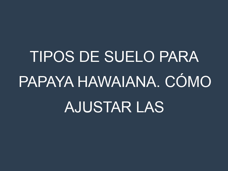 Tipos de suelo para Papaya hawaiana. Cómo ajustar las condiciones del suelo.