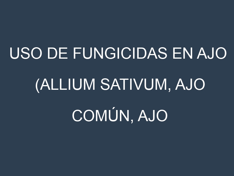 Uso de Fungicidas en Ajo (Allium sativum, Ajo común, Ajo morado): Todo lo que Necesitas Saber