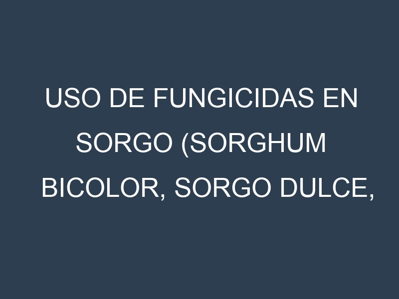 Uso de Fungicidas en Sorgo (Sorghum bicolor, Sorgo dulce, Sorgo forrajero): Todo lo que Necesitas Saber
