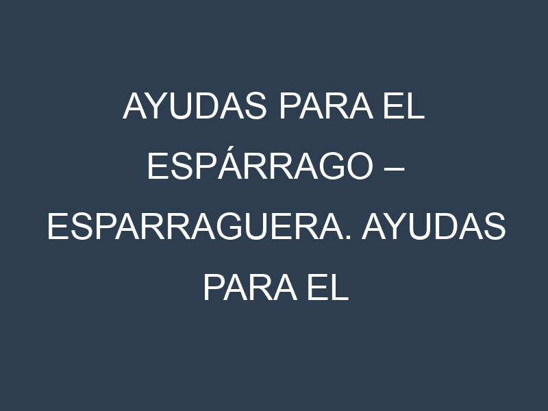 Ayudas para el Espárrago – Esparraguera. Ayudas para el cultivo. Subvenciones.