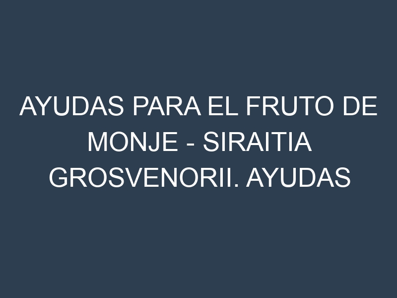 Ayudas para el Fruto de monje – Siraitia grosvenorii. Ayudas para el cultivo. Subvenciones.
