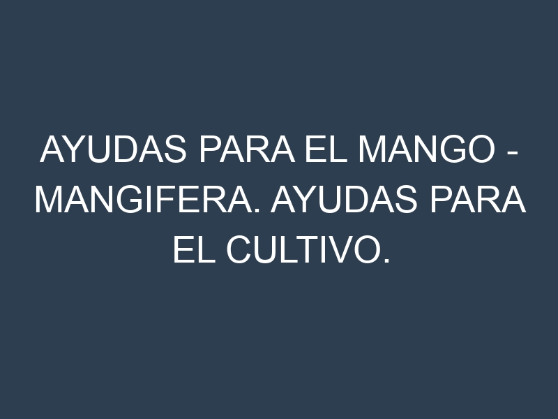 Ayudas para el Mango – Mangifera. Ayudas para el cultivo. Subvenciones.