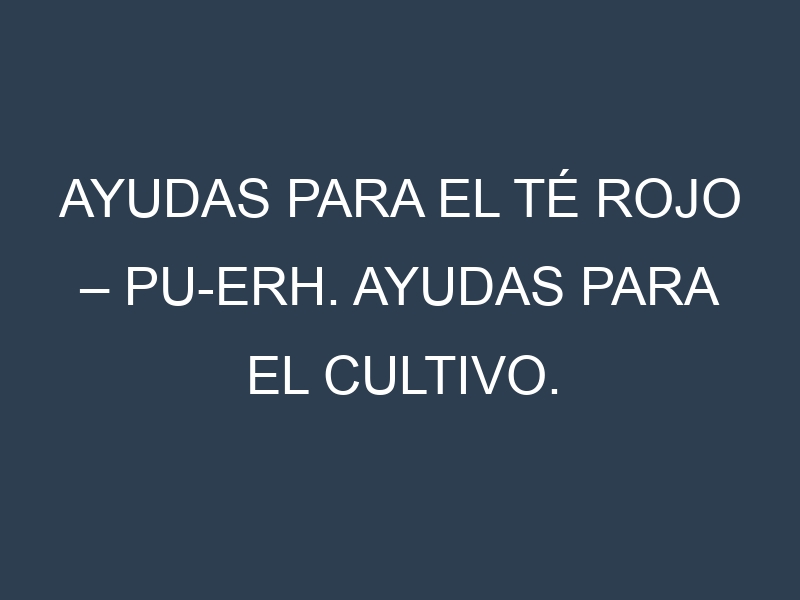 Ayudas para el Té rojo – Pu-erh. Ayudas para el cultivo. Subvenciones.
