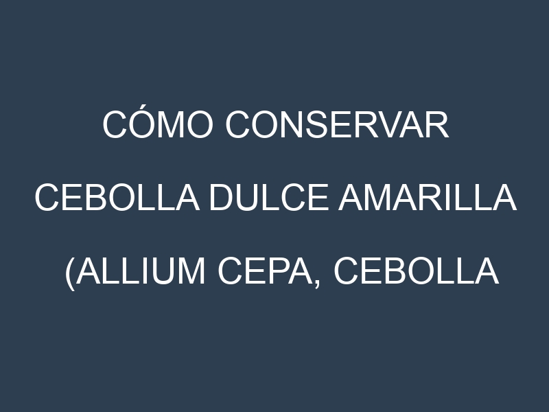 Cómo conservar Cebolla dulce amarilla (Allium cepa, Cebolla dulce amarilla común, Cebolla dulce amarilla grande).