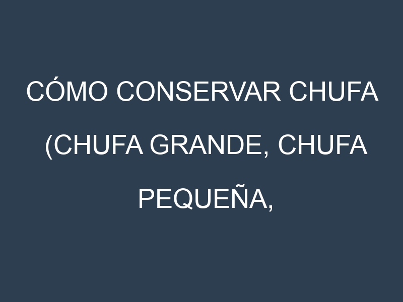 Cómo conservar Chufa (Chufa grande, Chufa pequeña, Valenciana, Tigernuts).