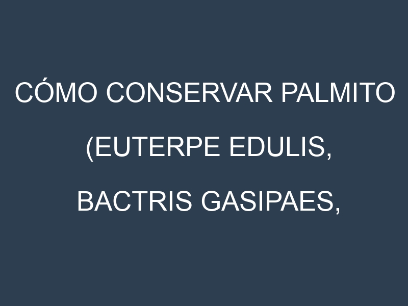 Cómo conservar Palmito (Euterpe edulis, Bactris gasipaes, Sabal mexicana).