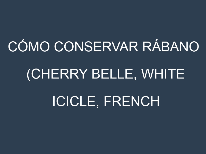 Cómo conservar Rábano (Cherry Belle, White Icicle, French Breakfast, Daikon).