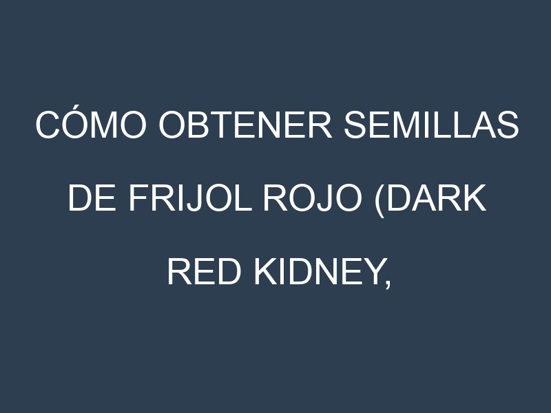 Cómo obtener semillas de Frijol rojo (Dark Red Kidney, Light Red Kidney, Small Red, Red Mexican, Calima). Guía paso a paso. Técnicas sencillas. Conservación.