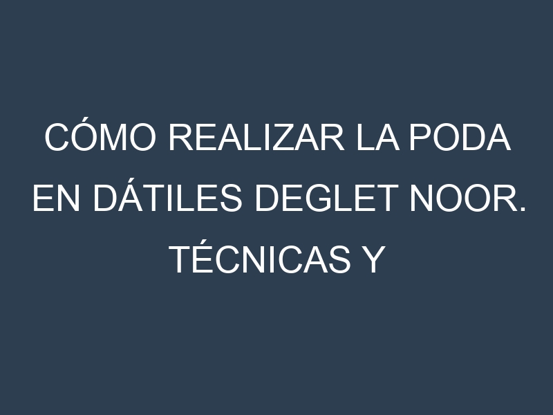 Cómo Realizar la Poda en Dátiles deglet noor. Técnicas y Poda de formación.