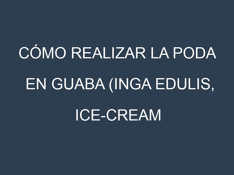 Cómo Realizar la Poda en Guaba (Inga edulis, ice-cream bean). Técnicas y Poda de formación.