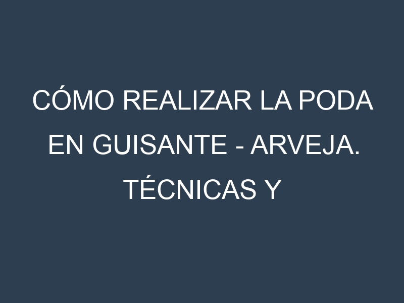 Cómo Realizar la Poda en Guisante – Arveja. Técnicas y Poda de formación.