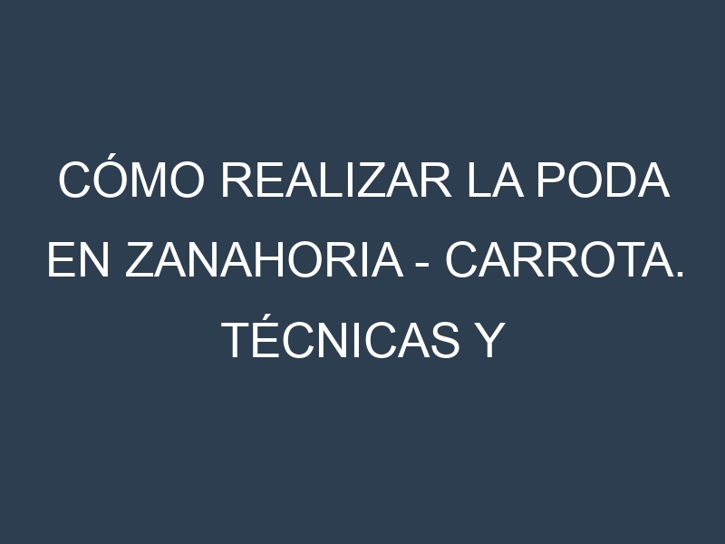 Cómo Realizar la Poda en Zanahoria – Carrota. Técnicas y Poda de formación.