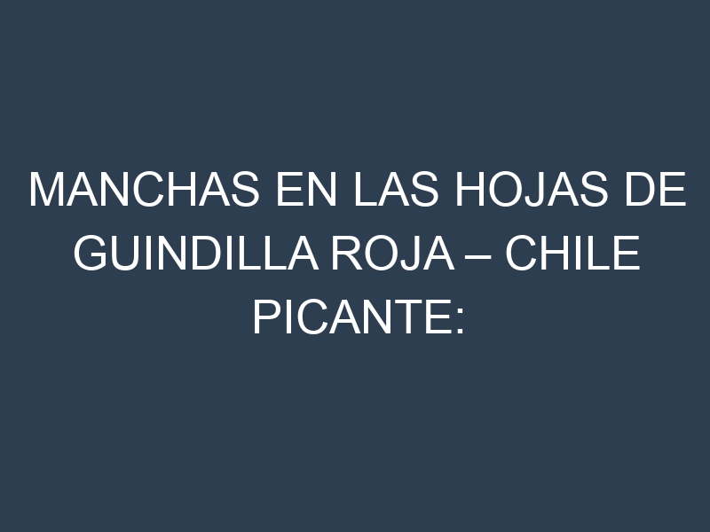 Manchas en las hojas de Guindilla roja – Chile picante: Identificación, Causas y Estrategias de Control Efectivo