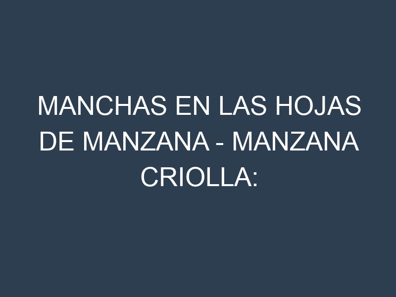 Manchas en las hojas de Manzana – Manzana criolla: Identificación, Causas y Estrategias de Control Efectivo