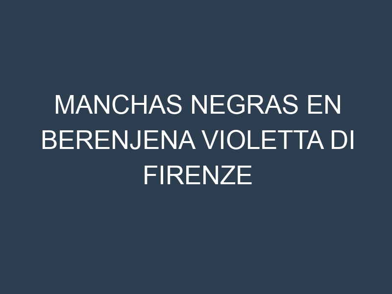 Manchas Negras en Berenjena Violetta Di Firenze
