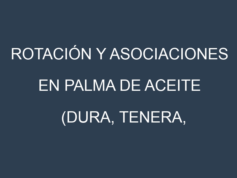 Rotación y Asociaciones en Palma de aceite (Dura, Tenera, Pisifera, Ekona, La Mé). Estrategias de rotación y Beneficios de las asociaciones de cultivos.