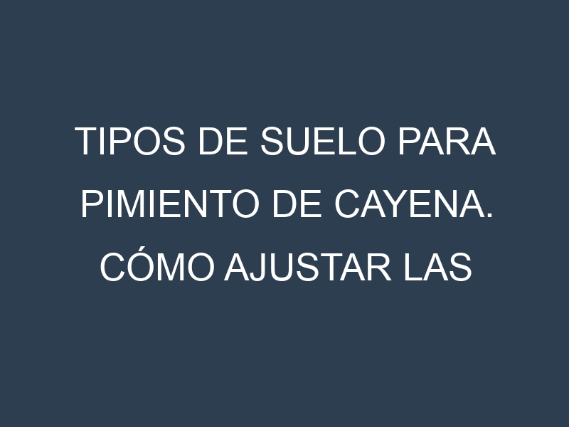 Tipos de suelo para Pimiento de cayena. Cómo ajustar las condiciones del suelo.