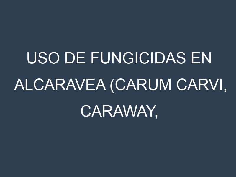 Uso de Fungicidas en Alcaravea (Carum carvi, Caraway, Meridian fennel): Todo lo que Necesitas Saber