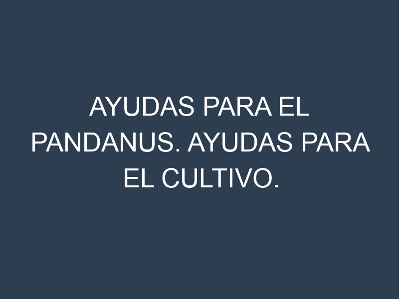 Ayudas para el Pandanus. Ayudas para el cultivo. Subvenciones.