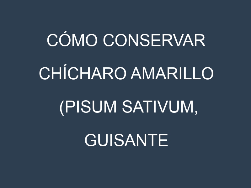 Cómo conservar Chícharo amarillo (Pisum sativum, Guisante amarillo, Chícharo común).