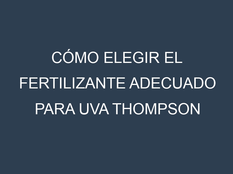 Cómo Elegir el Fertilizante Adecuado para Uva Thompson Seedless