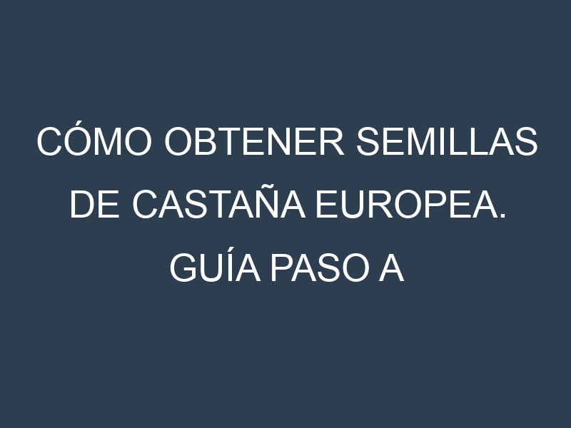 Cómo obtener semillas de Castaña europea. Guía paso a paso. Técnicas sencillas. Conservación.